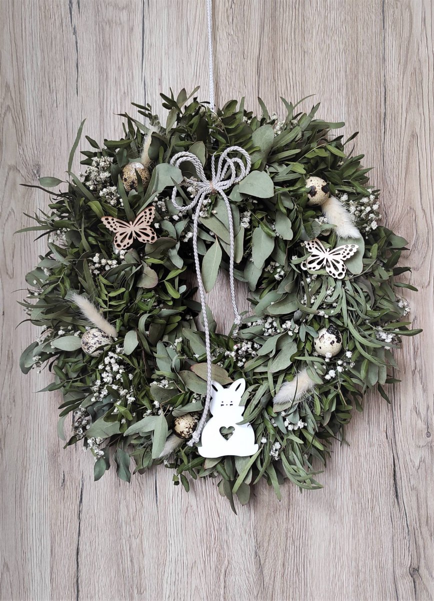 Přírodní eukalypt. věnec s gypsofilou