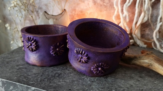 Beton-svícen-otisk "Old&purple&bronze"