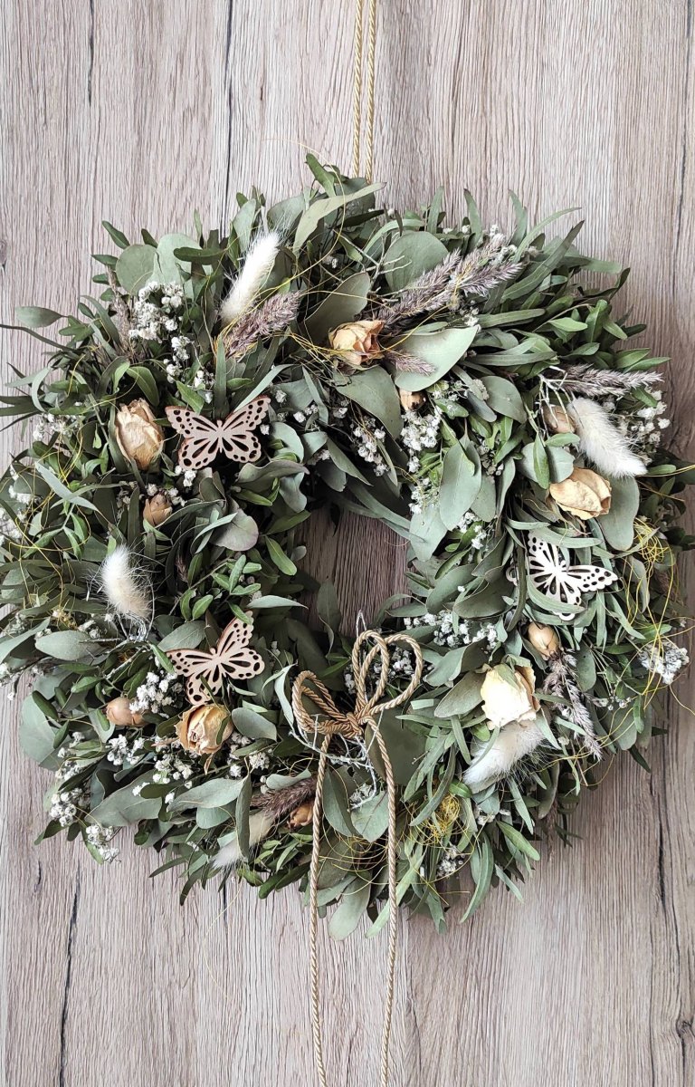 Přírodní eukalypt. věnec do krémové