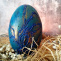 Betonové dekorativní vajíčko "Ftalocyanin+bronz"