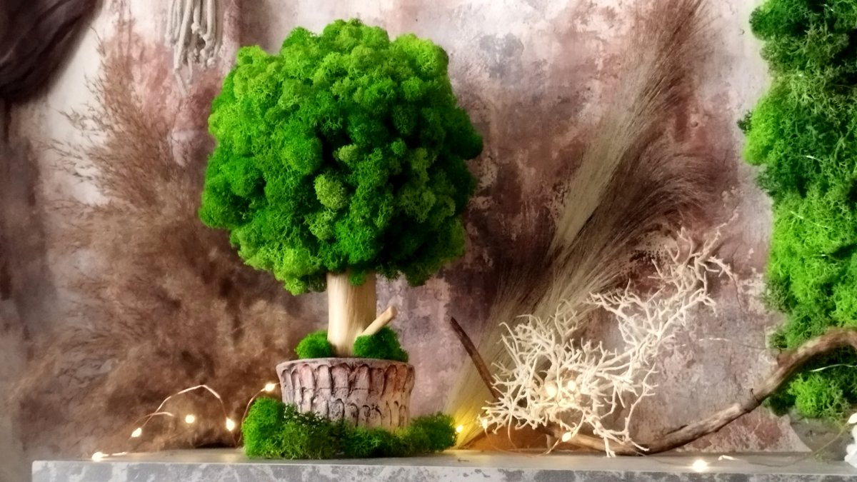 Mechový stromeček "Originál-beton-květináč"