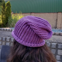 Pletená čepice 2v1 ( středně fialová) 