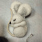 Plstěná brož myška bílá 