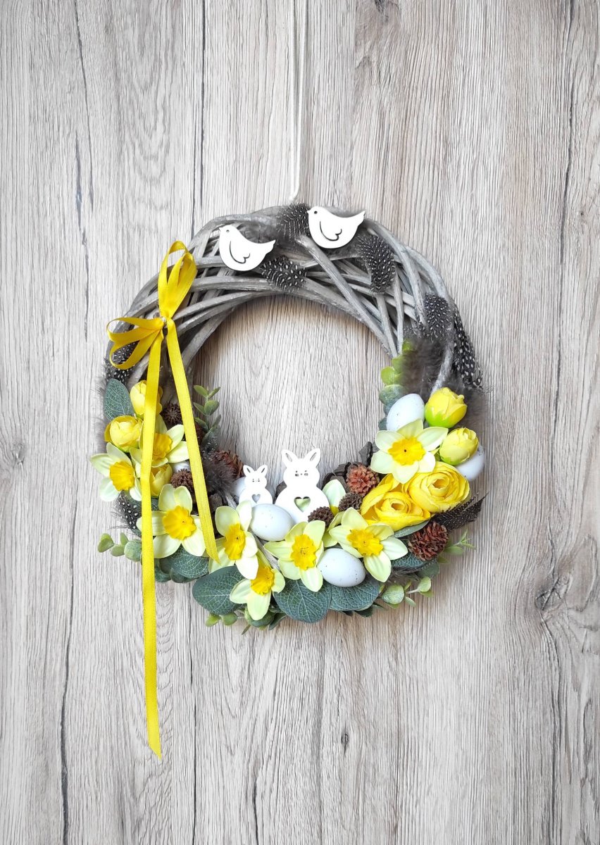 Věnec velikonoční se zajíčky a ptáčky