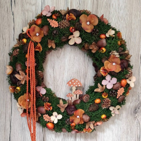 Podzimní věnec s muchomůrkami