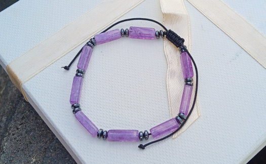 Ametyst a hematit náramek shamballa zapínání, unisex šperk