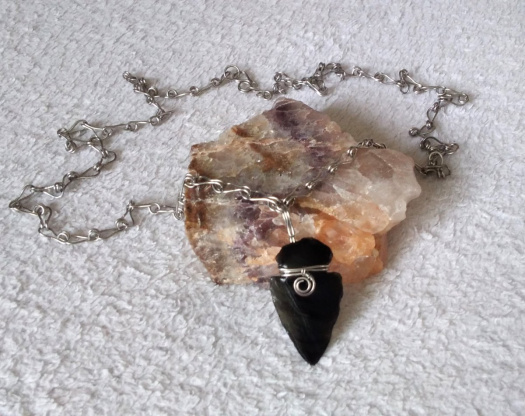 Pánský náhrdelník / amulet s Obsidiánem - elegantní šperk pro muže