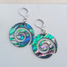 Abalone paua Novozélandská perleť na chirurgické oceli náušnice spirály