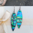 Abalone paua Novozélandská perleť na chirurgické oceli, perleťové náušnice