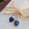 Lapis Lazuli broušená srdíčka postříbřené náušnice
