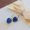 Lapis Lazuli broušená srdíčka postříbřené náušnice