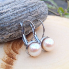 Růžové mořské perly náušnice na chirurgické oceli