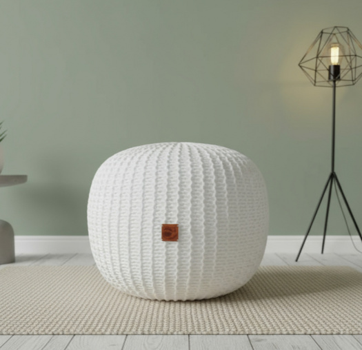 Pletený PUFF - Bílý