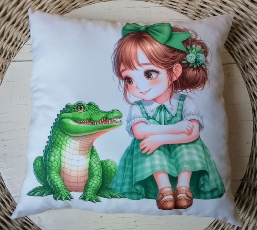 Polštářek děvčátko a krokodýl 