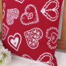 Povlak na polštář 40 x 40 cm – Malovaná srdce bílá na červené | Ruční výroba z bavlny