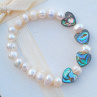 Pružný náramek z říčních perel s abalone perletí