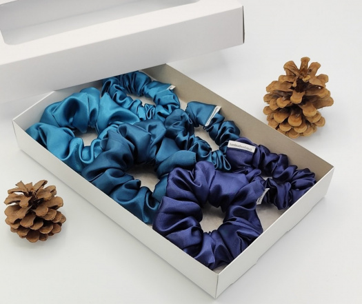 Dárková sada petrolejová - 6 scrunchies