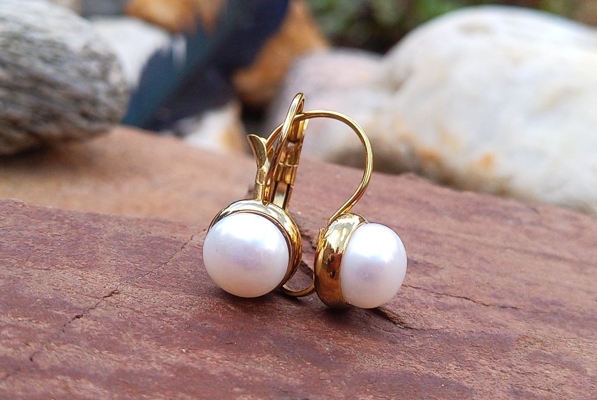 Zářivý luxus: Pozlacené náušnice s jihomořskými perlami, kód 95