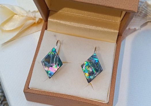 Abalone paua shell perleť něžné zavírací náušnice