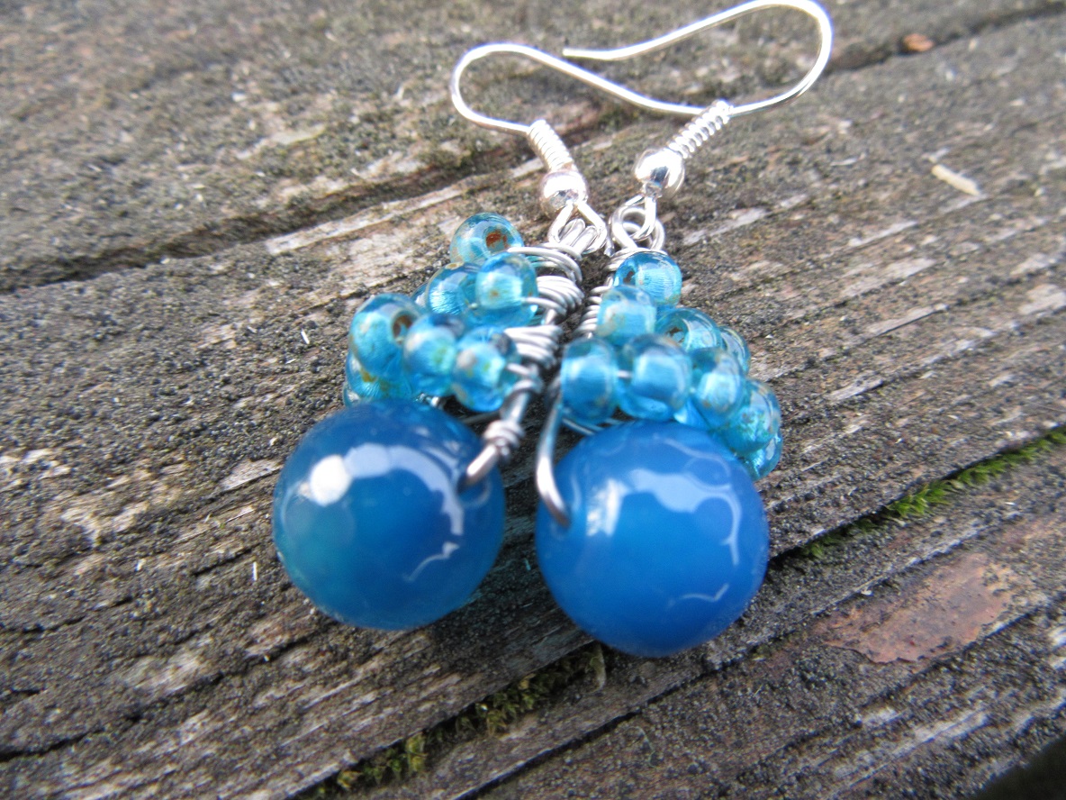 Náušnice z achátu modrého