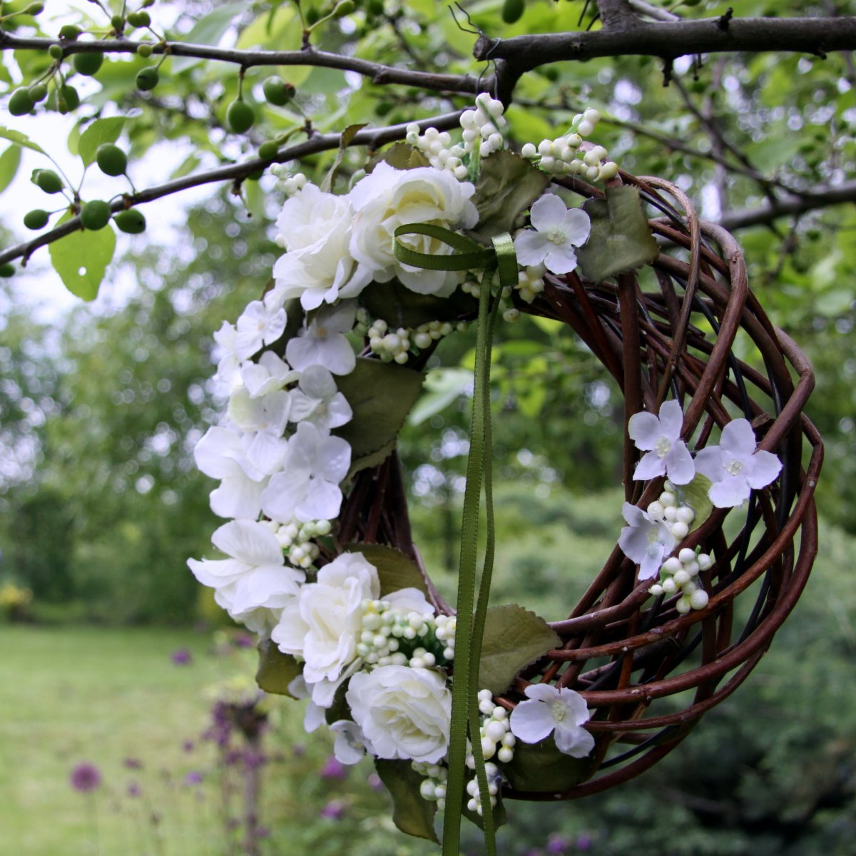 Ráno na zahradě_věnec na dveře