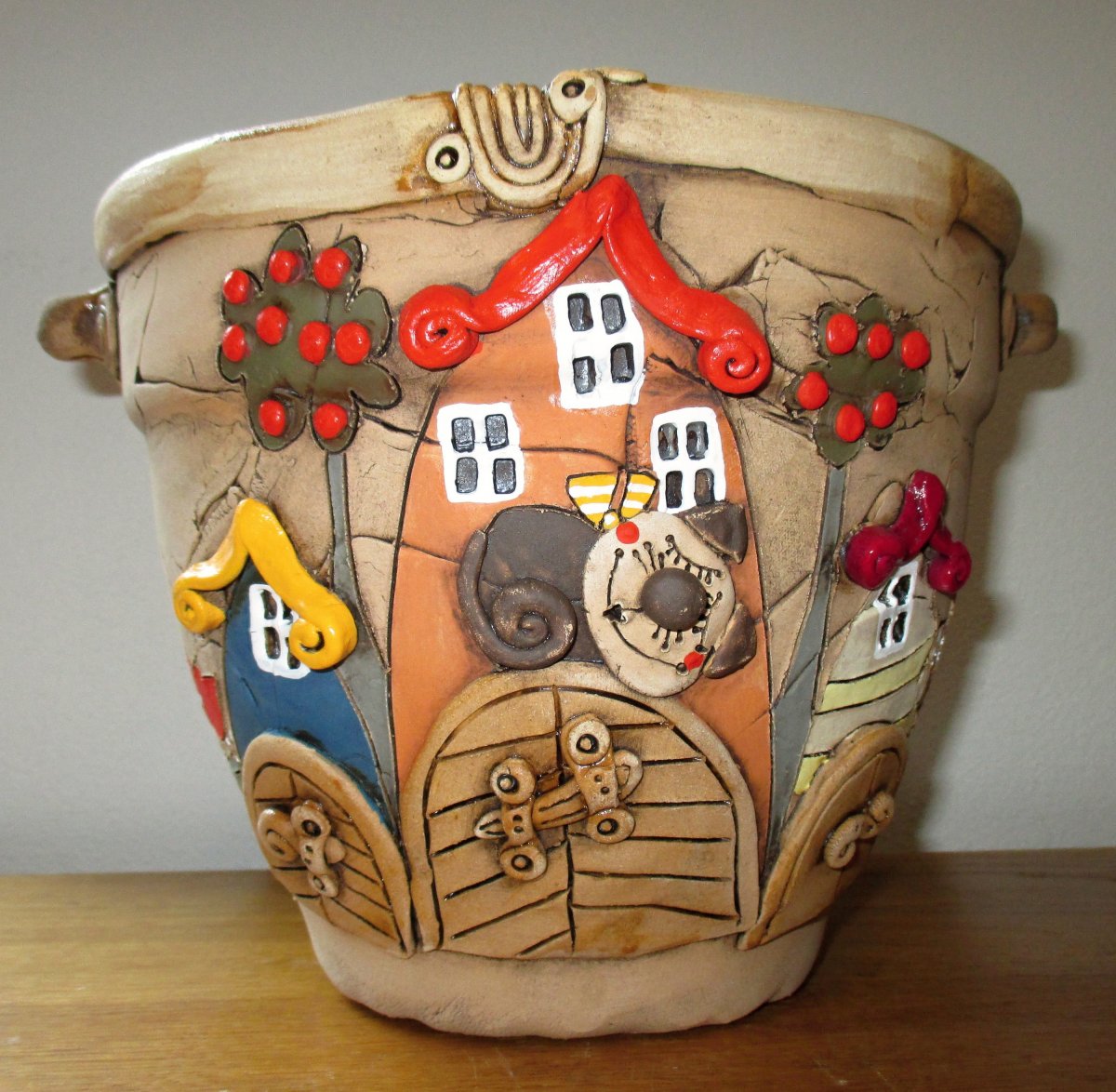 Obal na květináč - Domečky