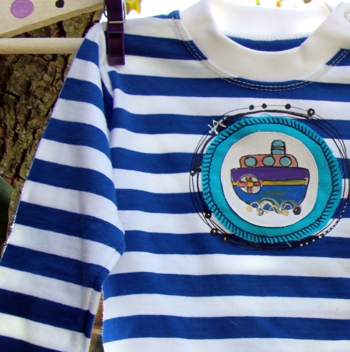 Námořnické triko-s parníkem vel 74 SKLADEM