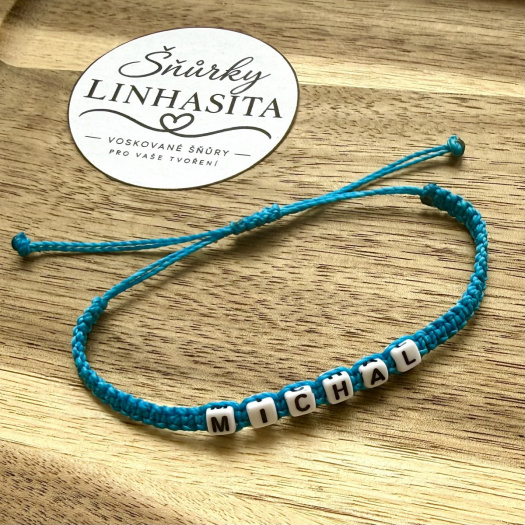 Náramek se jménem na přání - posuvný uzlík/Linhasita