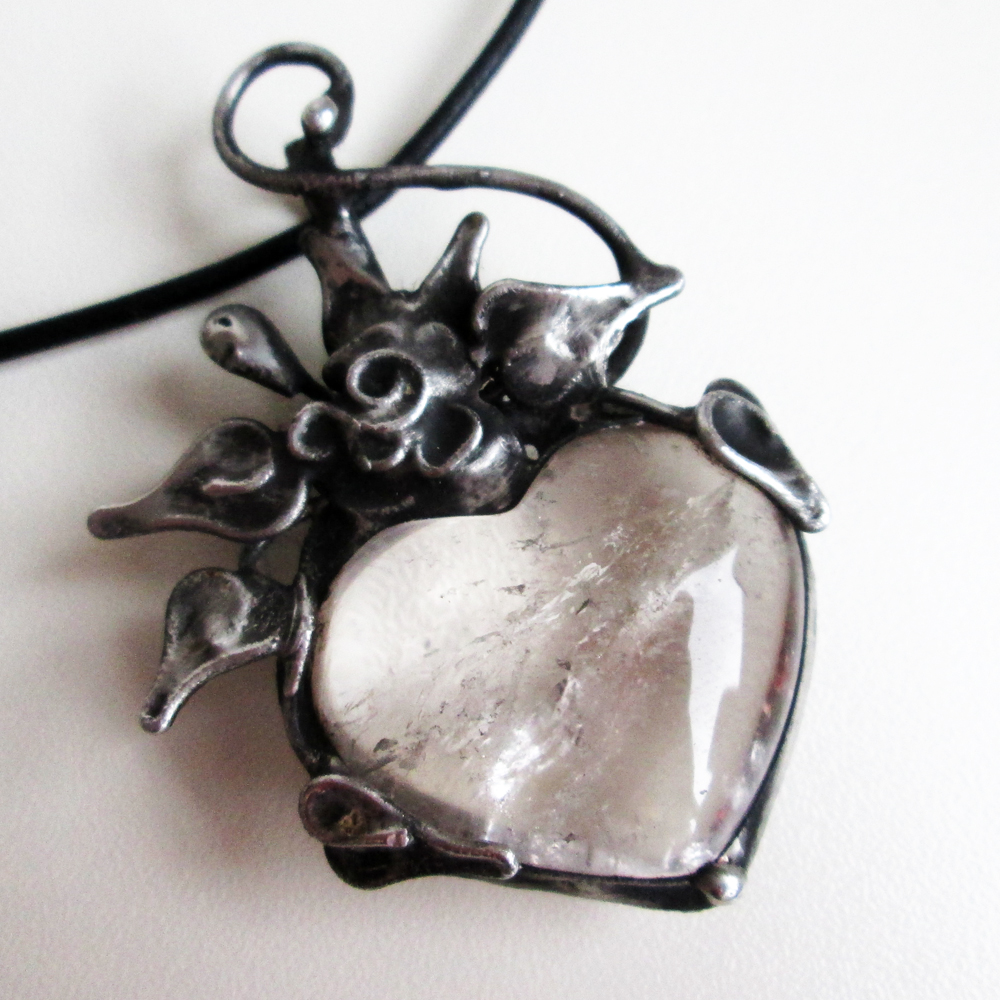 Křišťálové srdce s růží