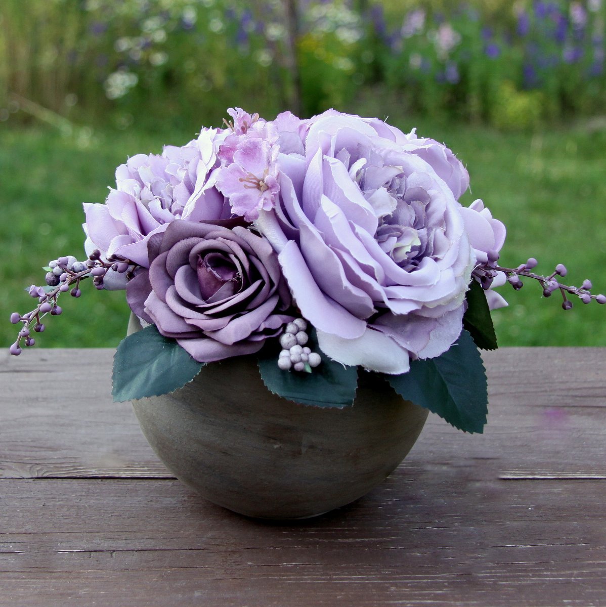 Kytice šeříkových růží_dekorace na stůl