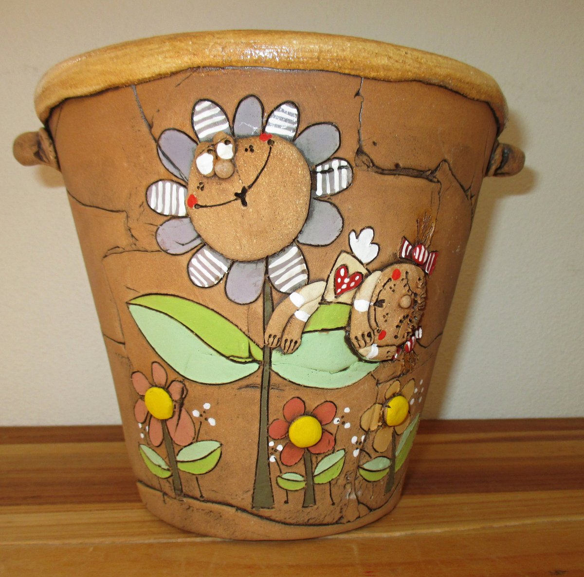 Obal na květináč - Kytka s andělíkem