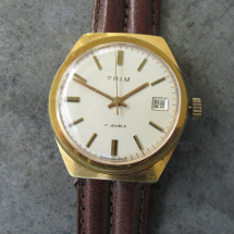 Náramkové hodinky Prim, zlacené pouzdro , r.v.1974