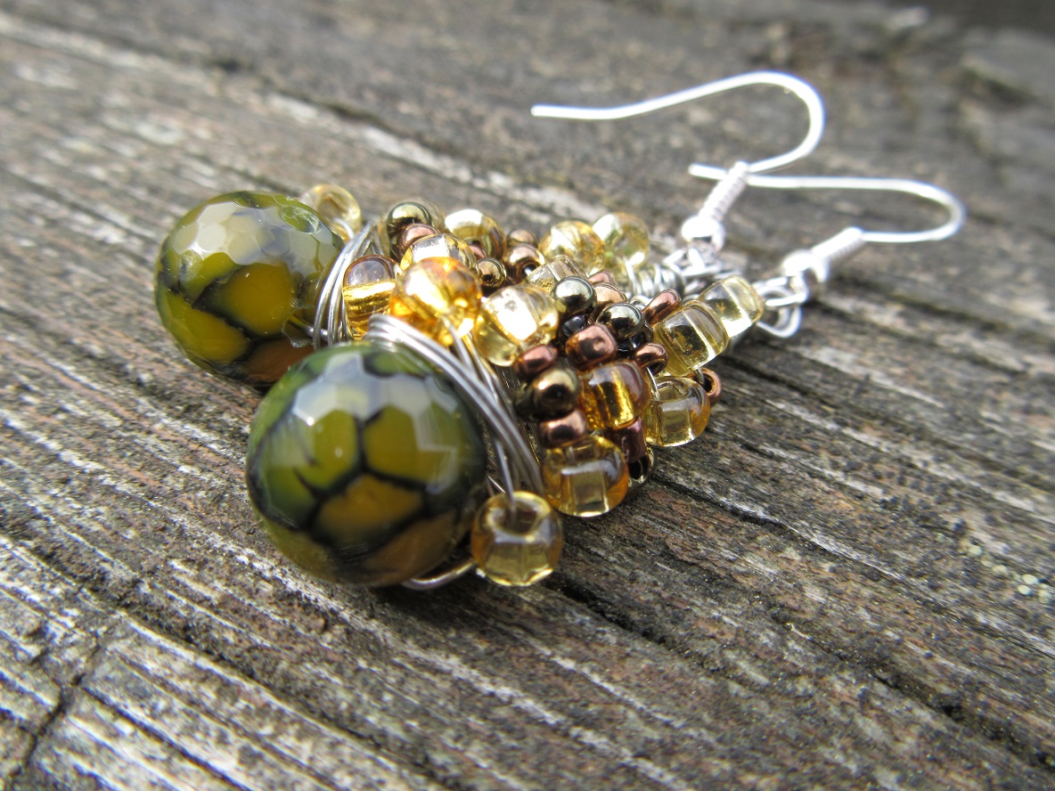 Náušnice z hadího achátu