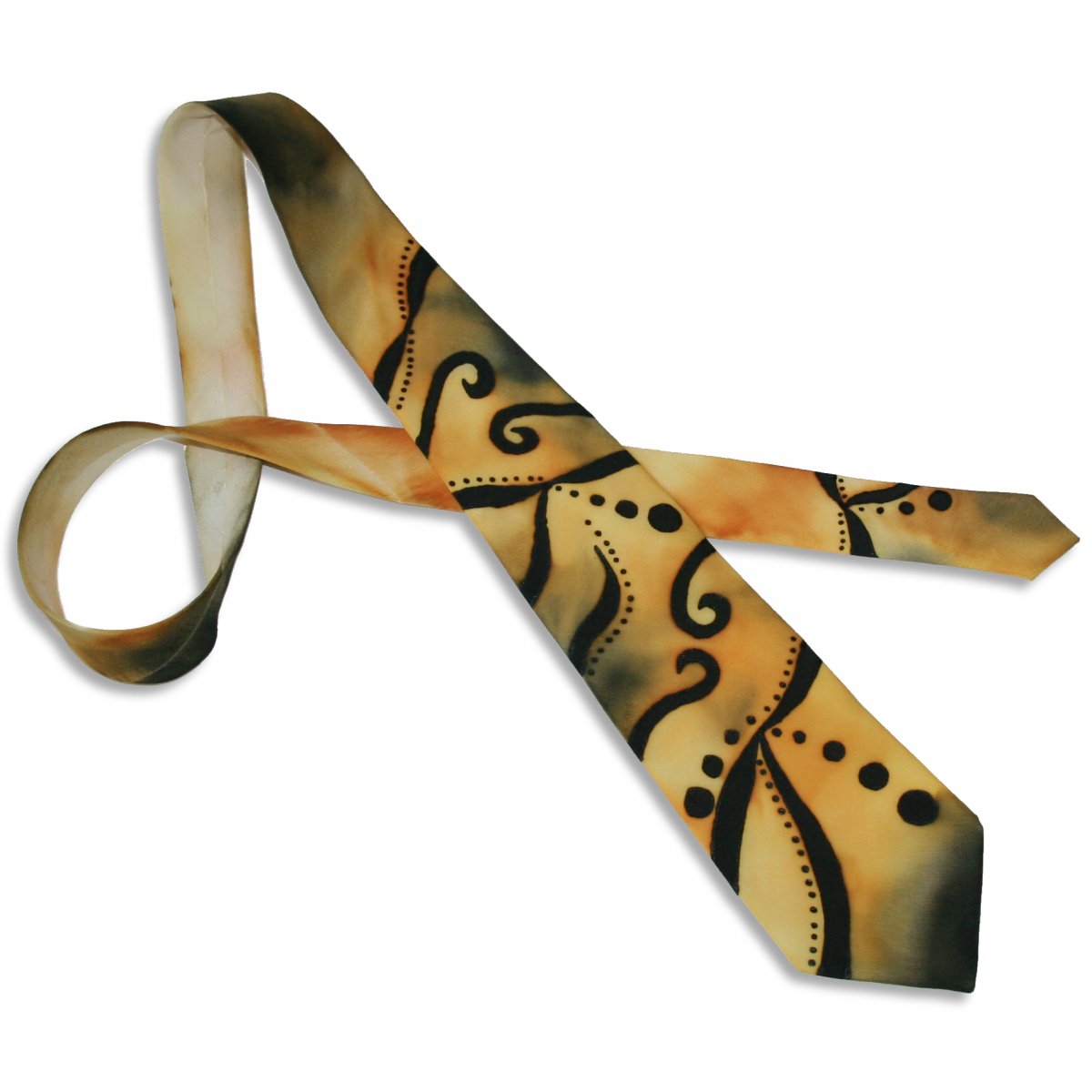 Hedvábná kravata: Oranžová s ornamenty