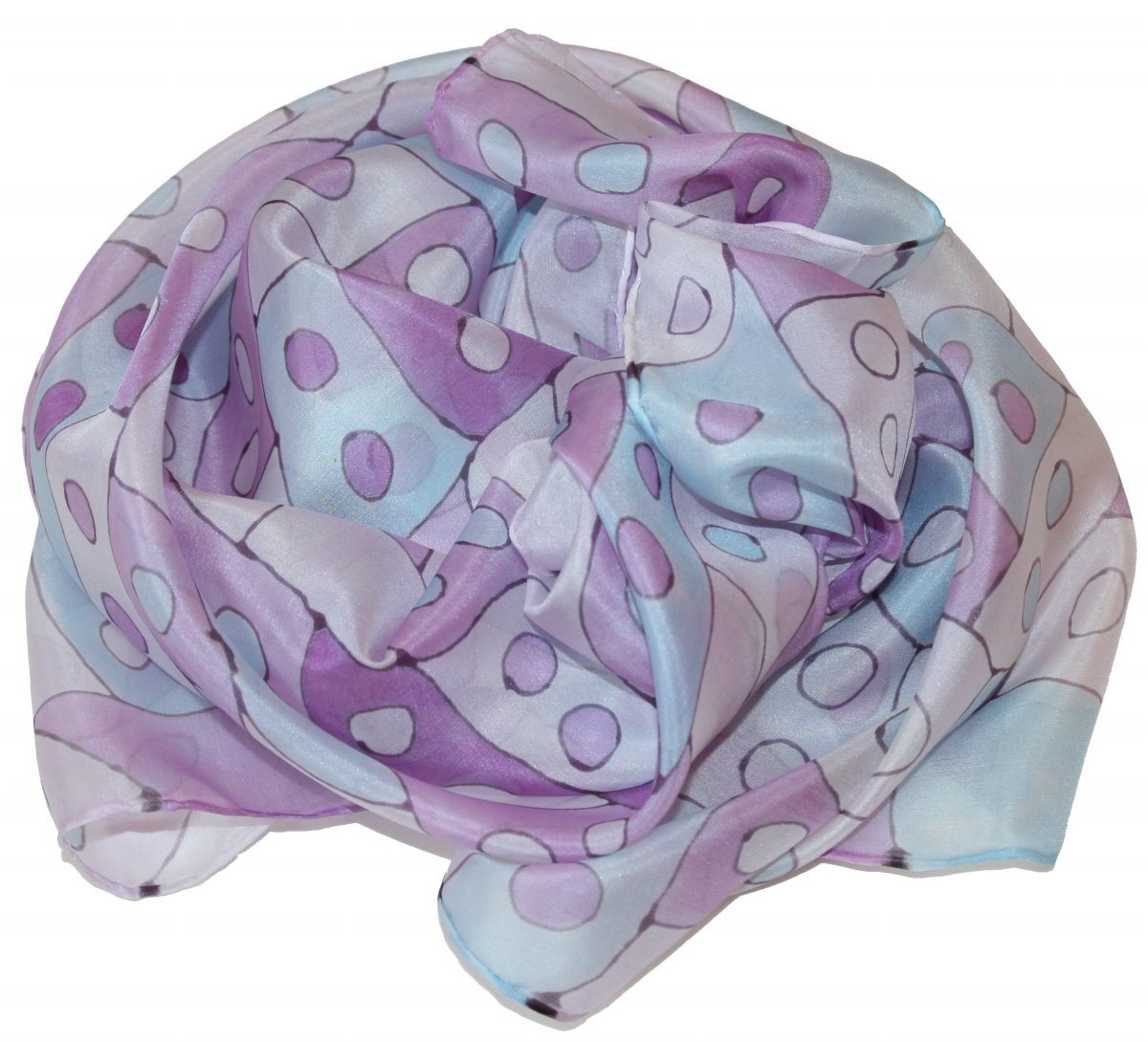 Hedvábný šátek: Puntíky modro-růžové