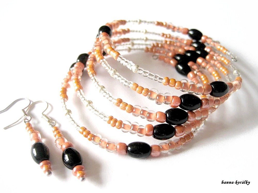 Oranžový náramek + náušnice