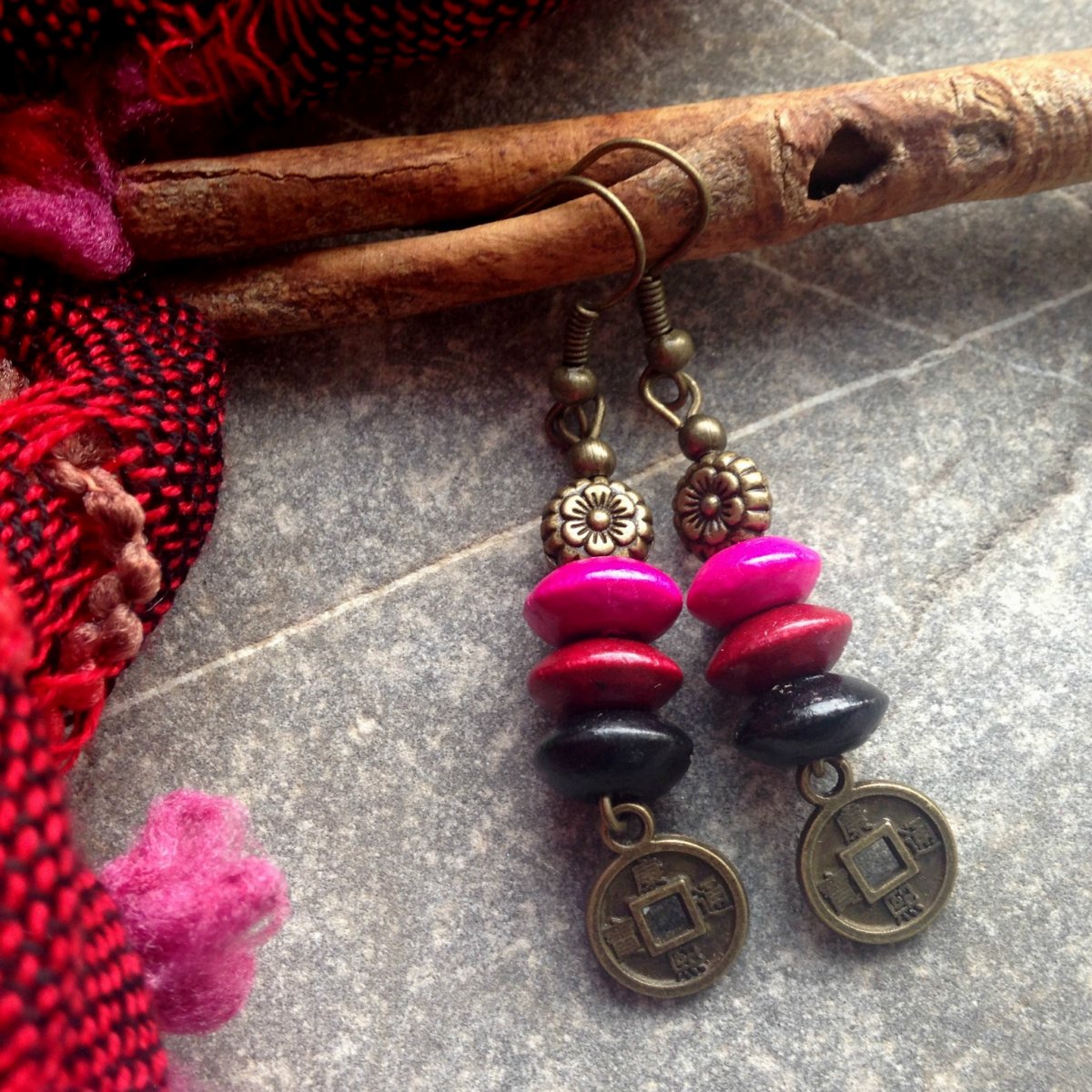 Dřevěný vodopád - náušnice