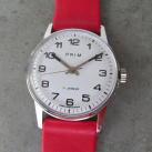 Hodinky Prim z roku 1973, elegantní, červený pásek