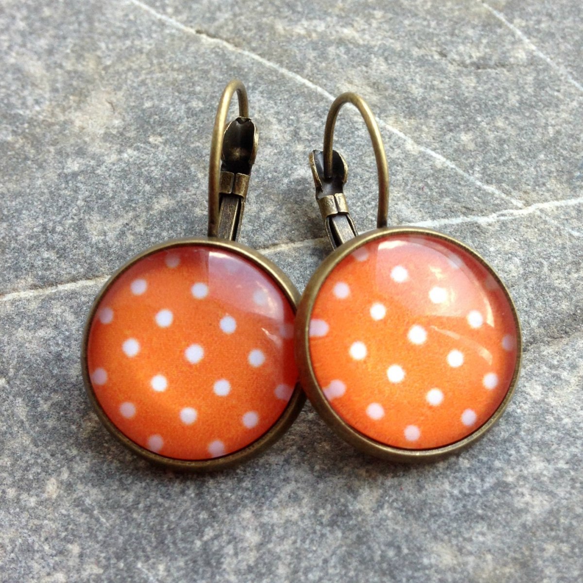 Náušnice oranžový puntík