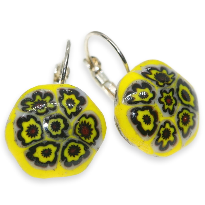 Žluté květované náušnice
