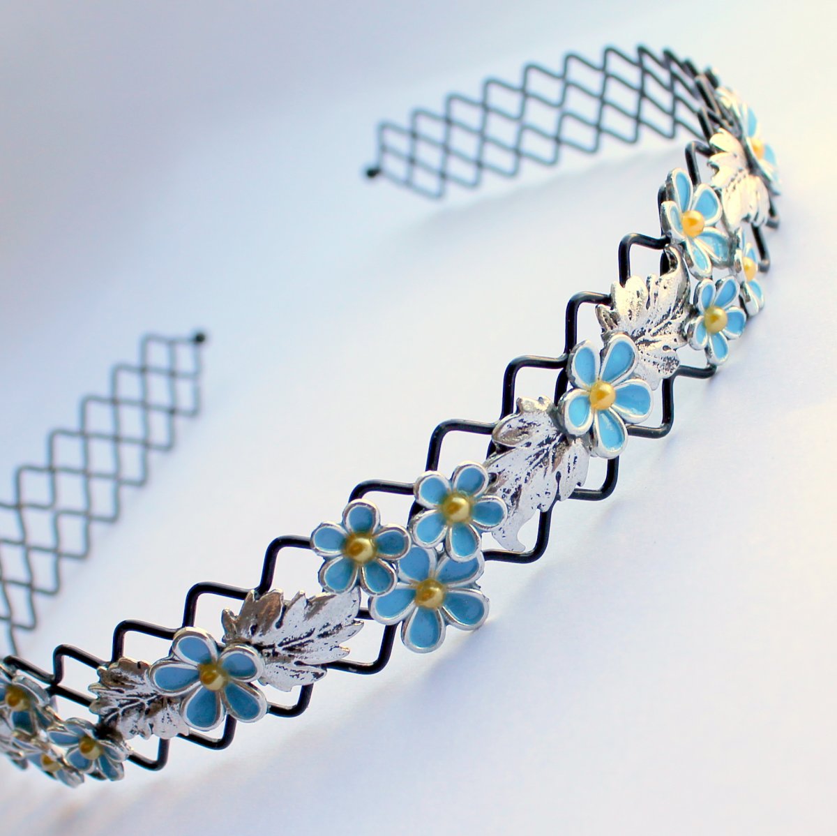 Pomněnková čelenka + náušnice zdarma!!!