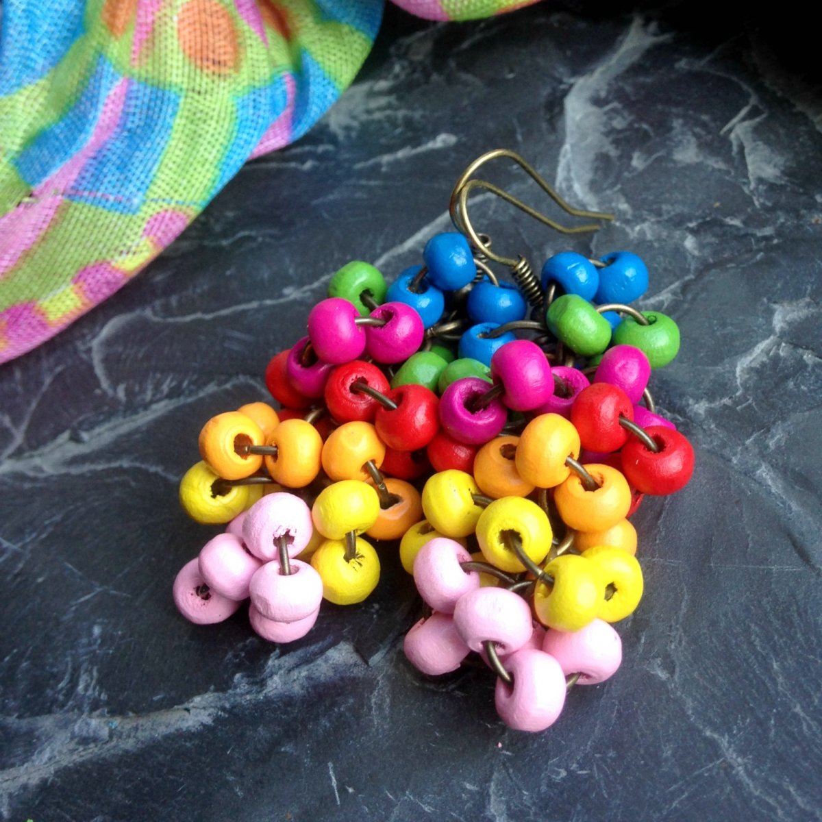 Duhové hrozny - náušnice