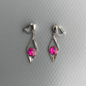 Antialergické klipsy Fuchsia Swarovski kosočtverec