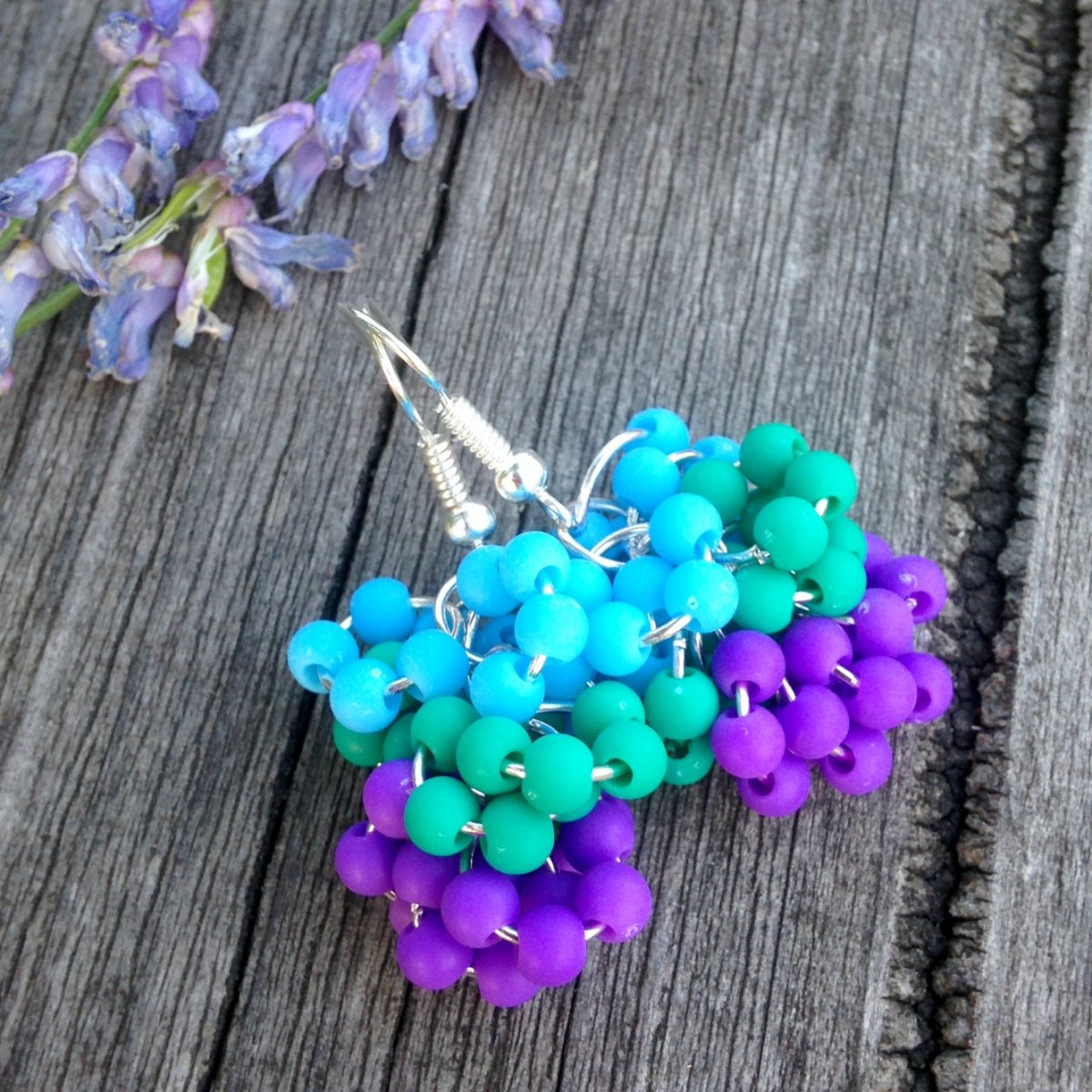 Fialovo tyrkysové náušnice