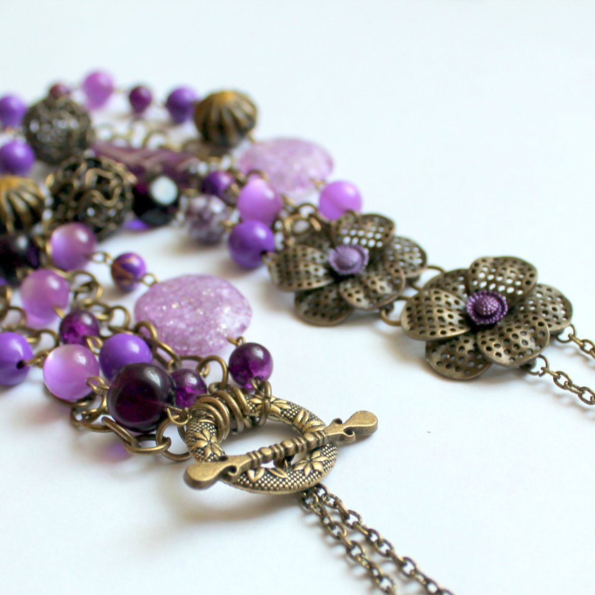 BOHO náhrdelník ve fialové
