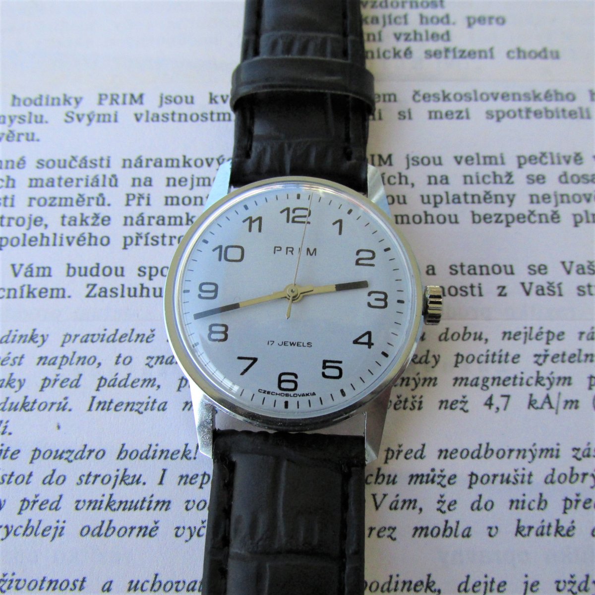 Hodinky Prim, nové, chromované, z roku 1973