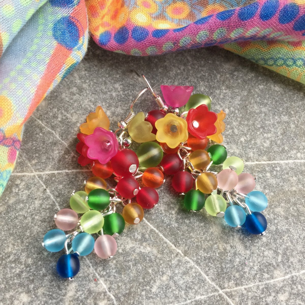 Náušnice barevné zvonkové hrozny