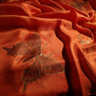 Motýli - oranžový hedvábný pléd