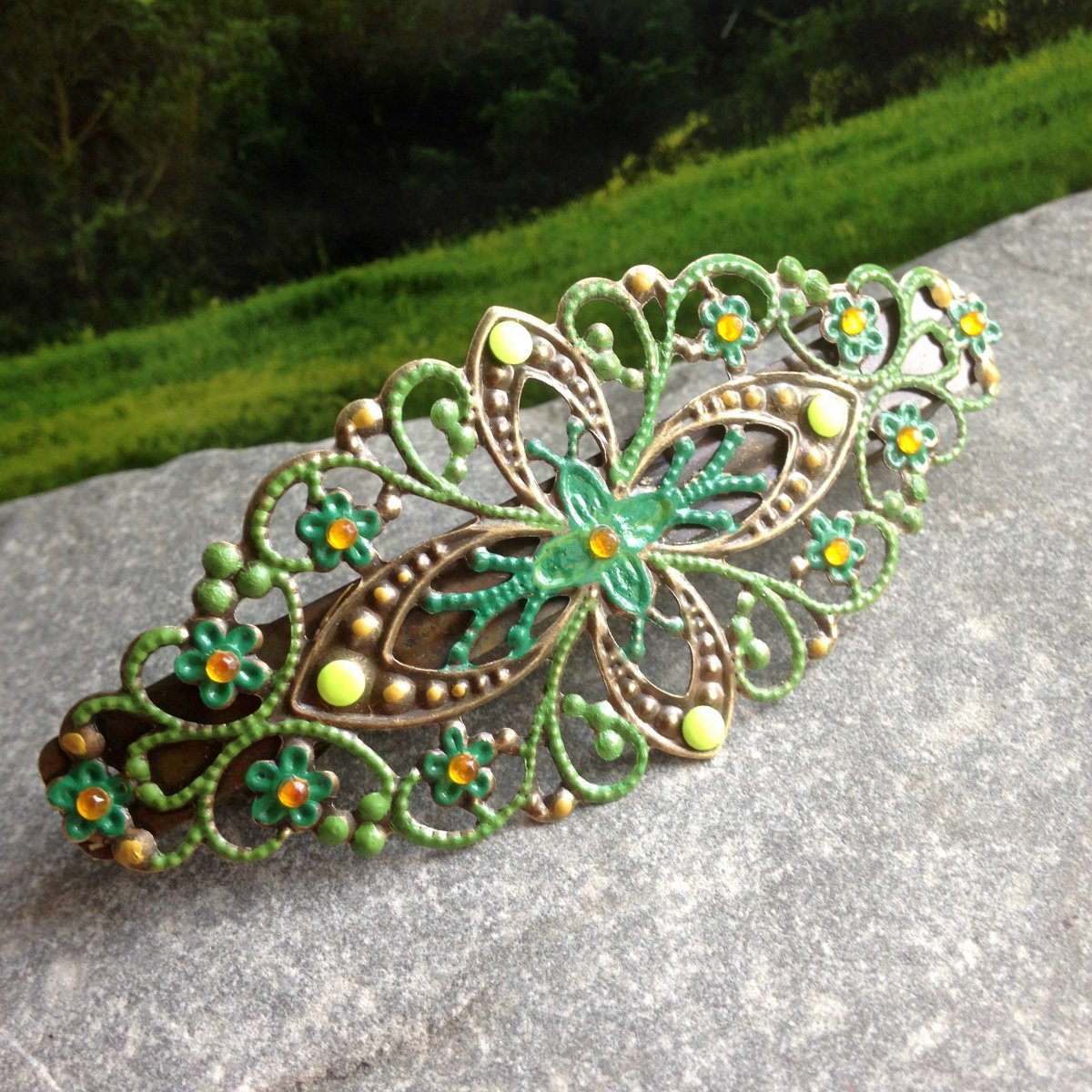 Francouzská sponka - zelená