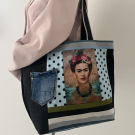 Velká jeansová taška Frida Kahlo